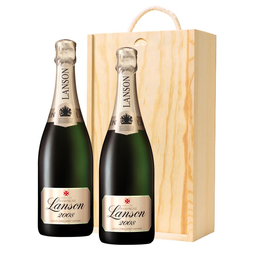 Lanson Le Vintage 2009 Champagne 75cl Twin Pine Wooden Gift Box (2x75cl)